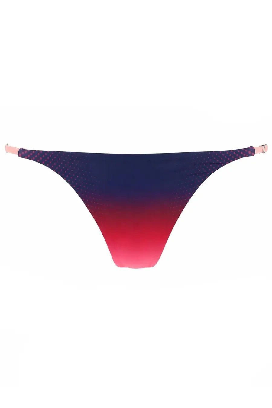 Casablanca women’s slip bikini aubergine gradient blue navy to pink gradient bottom with dot pattern and rose gold straps