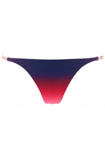 Casablanca women’s slip bikini aubergine gradient blue navy to pink gradient bottom with dot pattern and rose gold straps