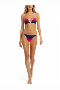 Casablanca women’s slip bikini aubergine gradient blue with vibrant pink to navy triangle top and matching briefs in stretchy fabric
