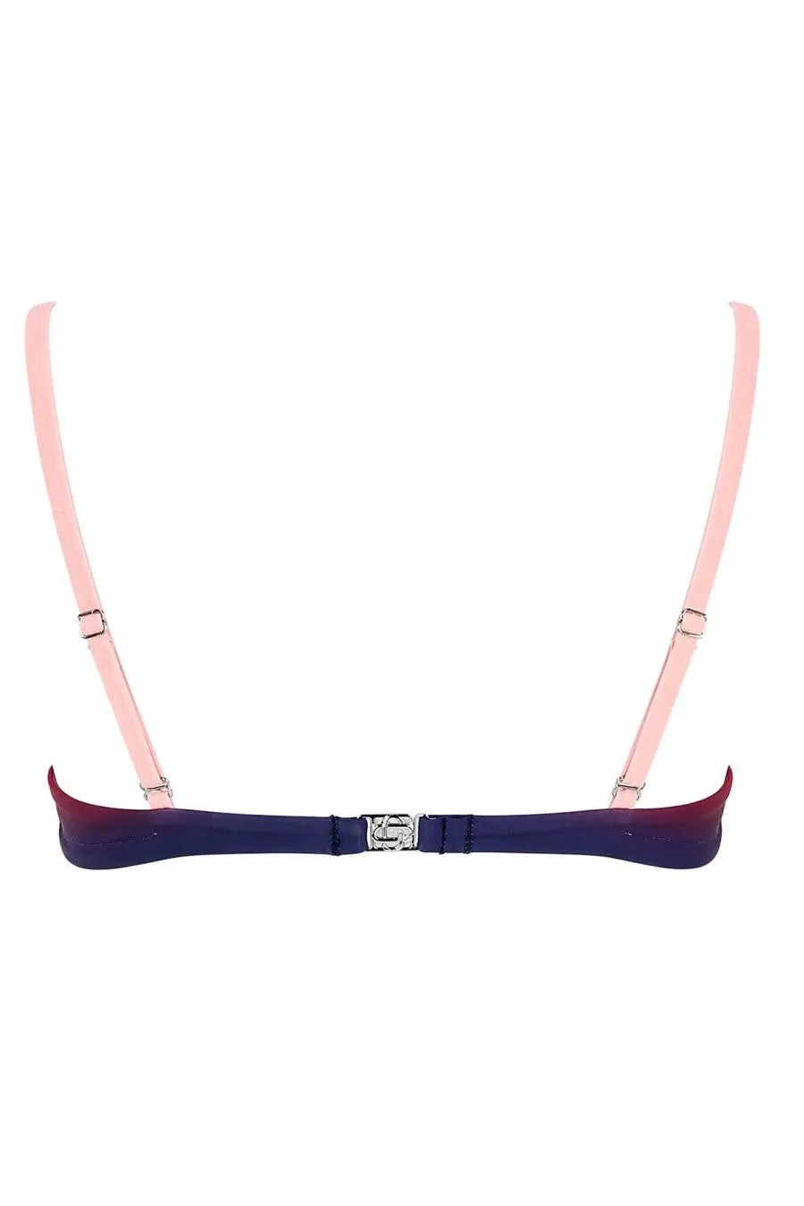 Casablanca women’s top bikini aubergine gradient blue with navy blue pink gradient adjustable straps and silver buckle centerpiece