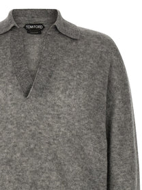 Tom Ford Cashmere and Silk Polo Shirt Grey