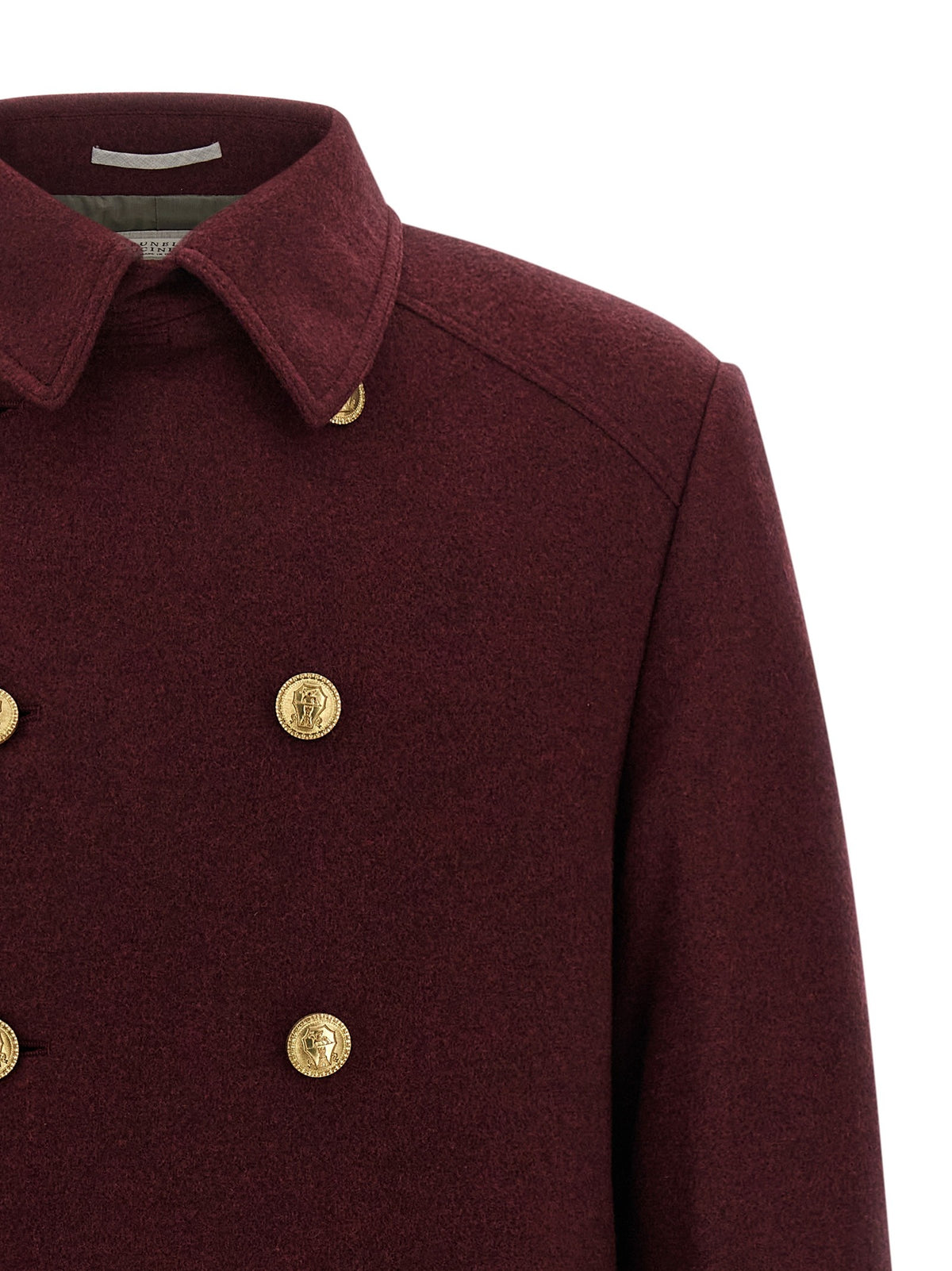 Brunello Cucinelli Cashmere Double Breasted Coat Red, view 3