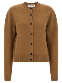 Rohe Cashmere Mixed Crew Neck Cardigan Brown