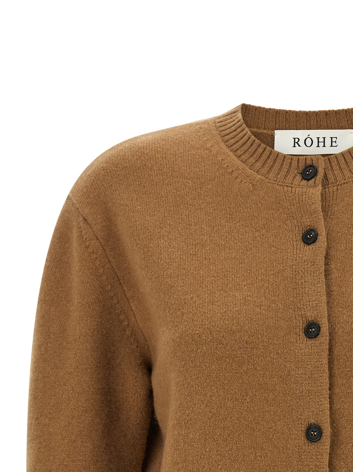 Rohe Cashmere Mixed Crew Neck Cardigan Brown
