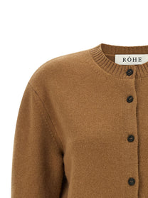 Rohe Cashmere Mixed Crew Neck Cardigan Brown