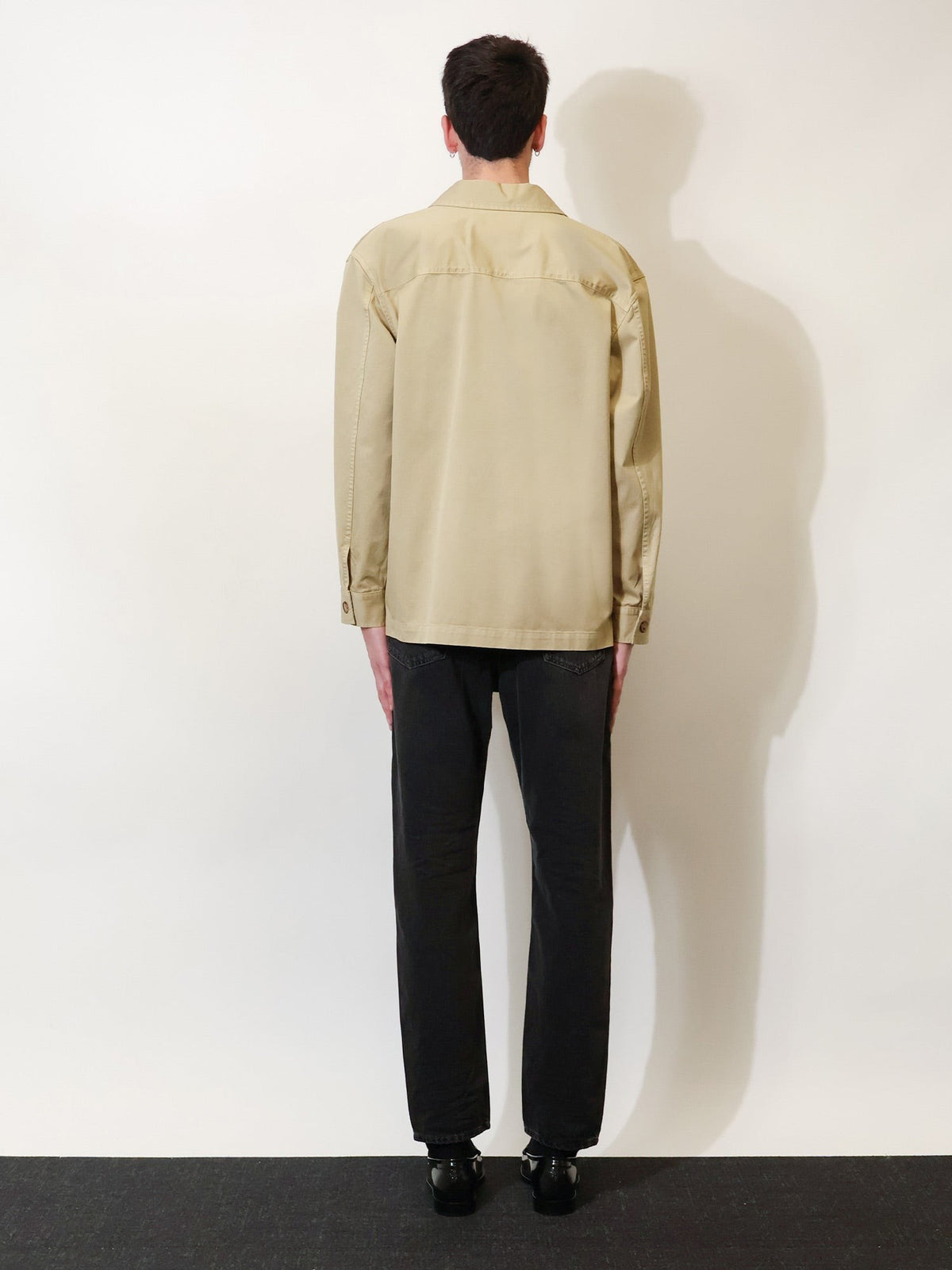 Saint Laurent Men's Cassandre Certified Cotton Overshirt Beige