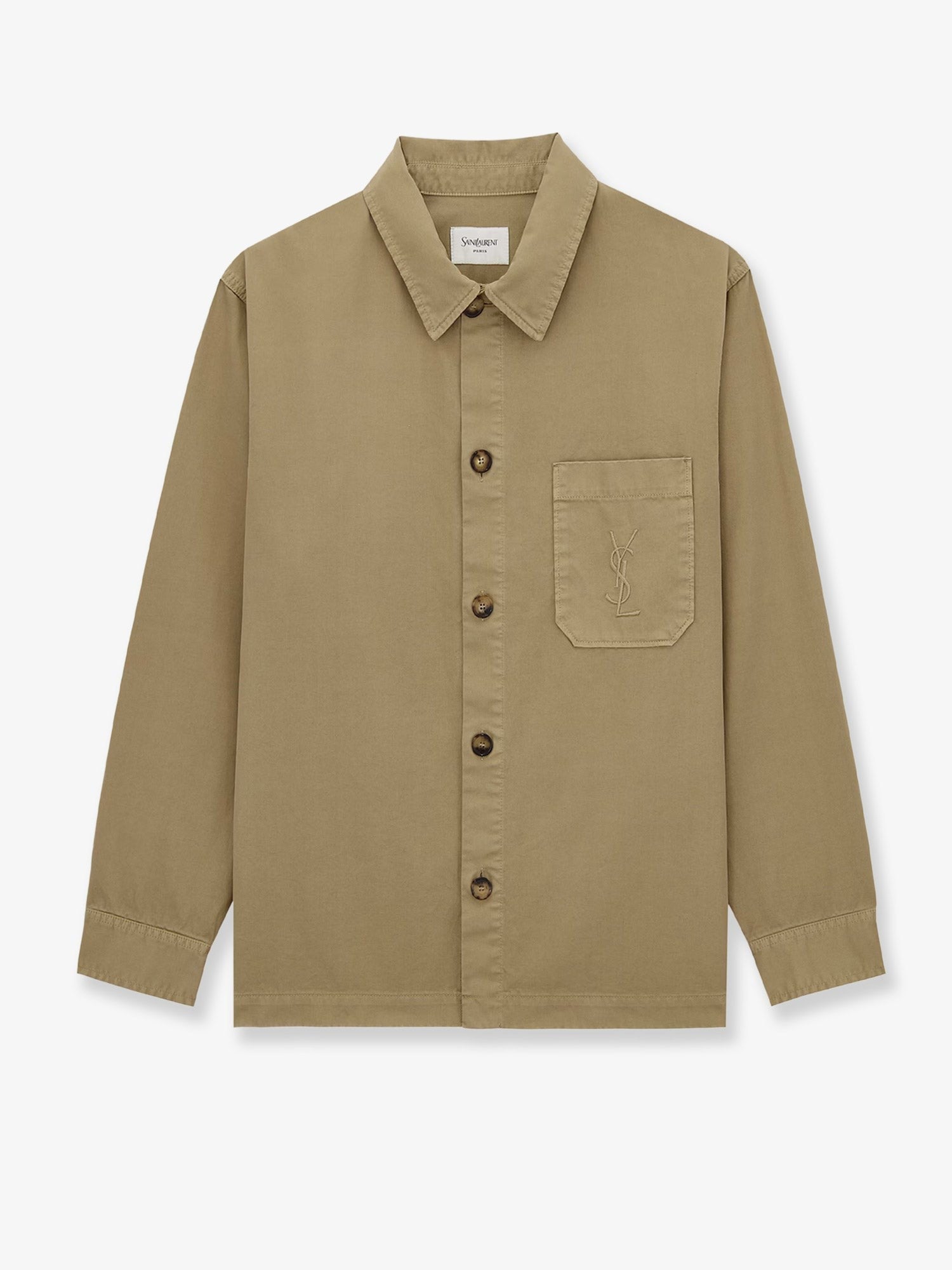 Saint Laurent Men's Cassandre Overshirt Beige