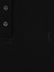 Saint Laurent Women's Cassandre Embroidered Polo Shirt Black