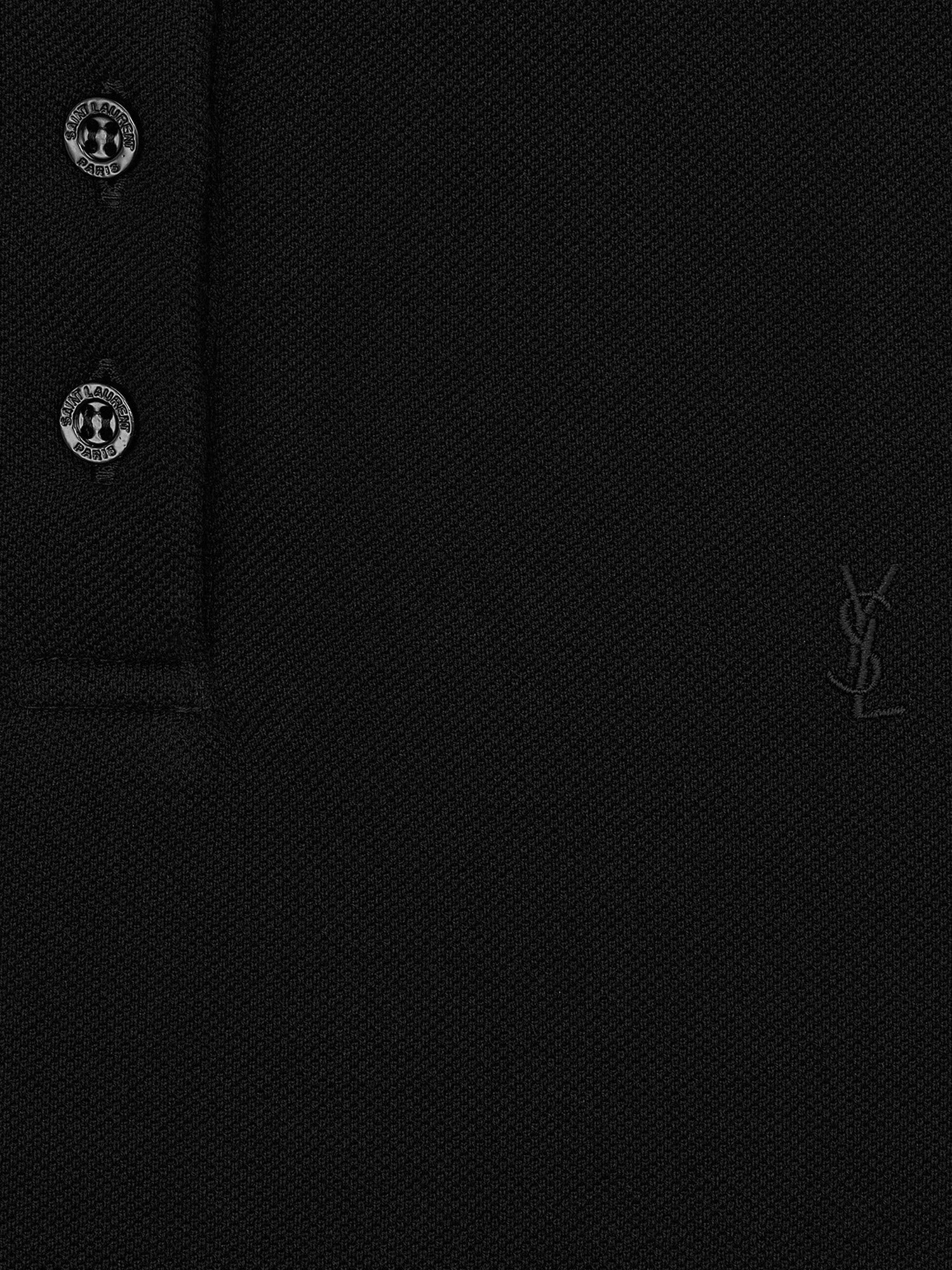 Saint Laurent Women's Cassandre Embroidered Polo Shirt Black