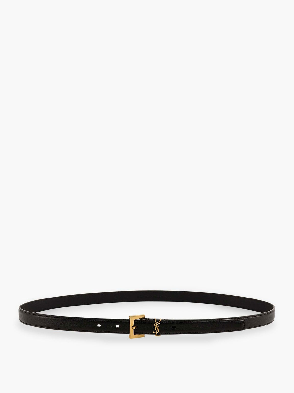 Saint Laurent Women's Cassandre Leather Belt Black