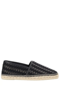 Castañer men’s Paul black espadrille slip-on shoe with braided leather upper and natural fiber sole