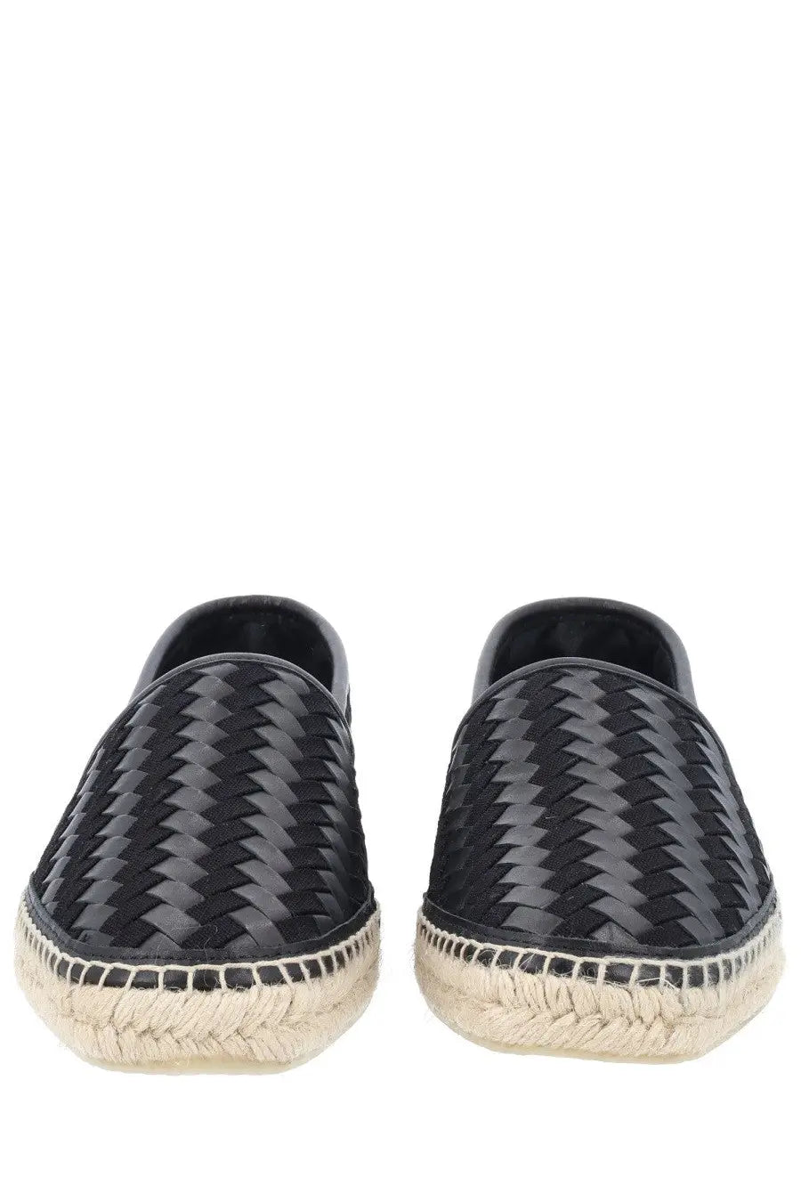 Black woven espadrille slip-on shoes with braided jute sole from Castañer men’s shoe Paul Black collection