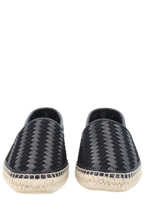 Black woven espadrille slip-on shoes with braided jute sole from Castañer men’s shoe Paul Black collection