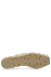 Beige castañer women’s espadrilla paoli shoe with woven jute sole and rubberized heel grip from the back side