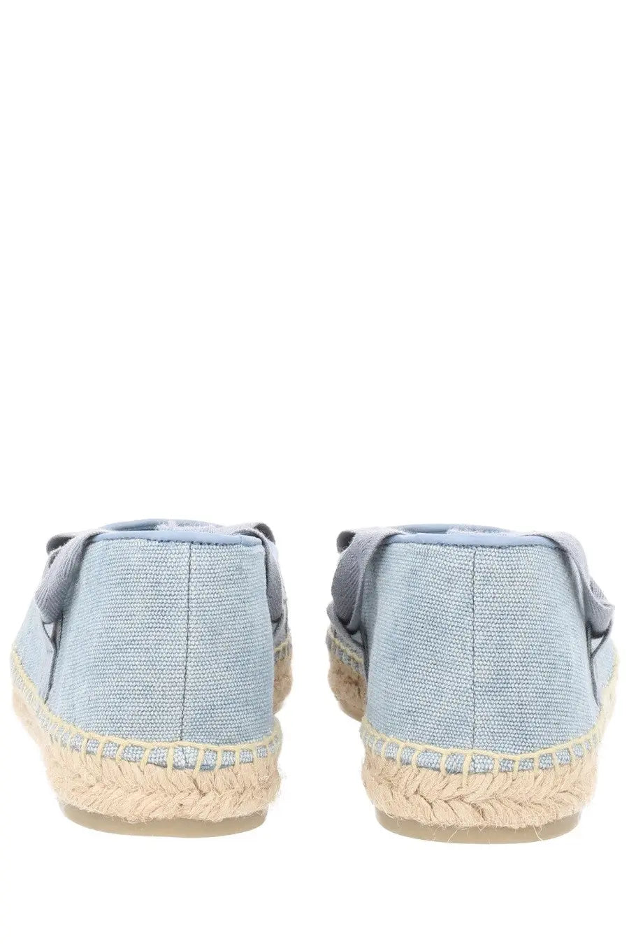Castañer women’s espadrilla petunia blue light blue fabric strap sandals with woven jute soles