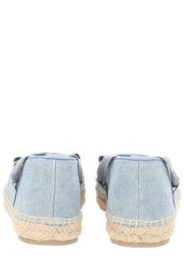 Castañer women’s espadrilla petunia blue light blue fabric strap sandals with woven jute soles
