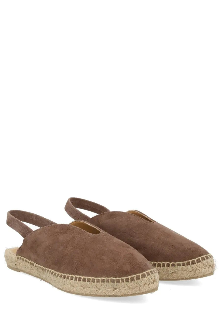 Castañer women’s espadrilla rania brown brown suede sandals with woven jute sole and adjustable ankle strap