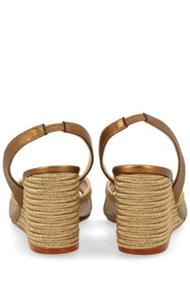 Castañer women’s espadrille betty gold gold-toned wedge sandals with metallic straps and woven rope heels