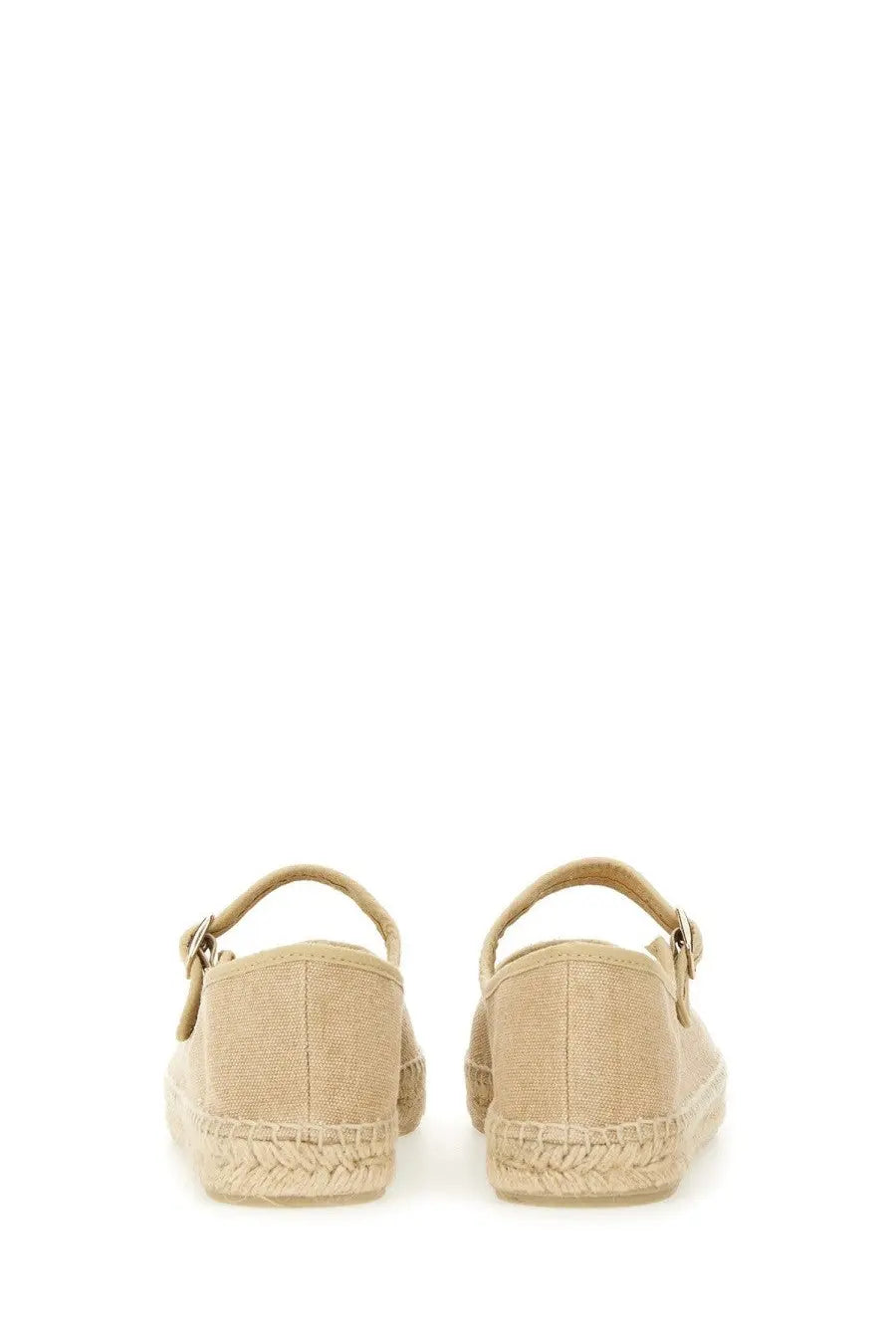 Castañer women’s espadrille padua beige canvas flats with woven jute sole and adjustable strap