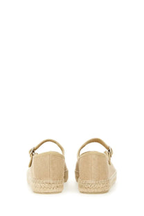 Castañer women’s espadrille padua beige canvas flats with woven jute sole and adjustable strap