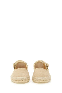 Castañer women’s espadrille padua beige flats with woven jute sole and fabric strap designed for casual wear