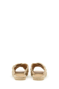 Castañer women’s sandal Palmera beige espadrille with frayed textured upper and woven rope sole