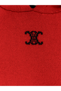 Red knitted sweater with black embroidered logo on chest made of cashmere and wool blend by Celine men’s sweatshirt black