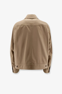 Celine men’s cotton beige utility jacket with structured collar and buttoned cuffs