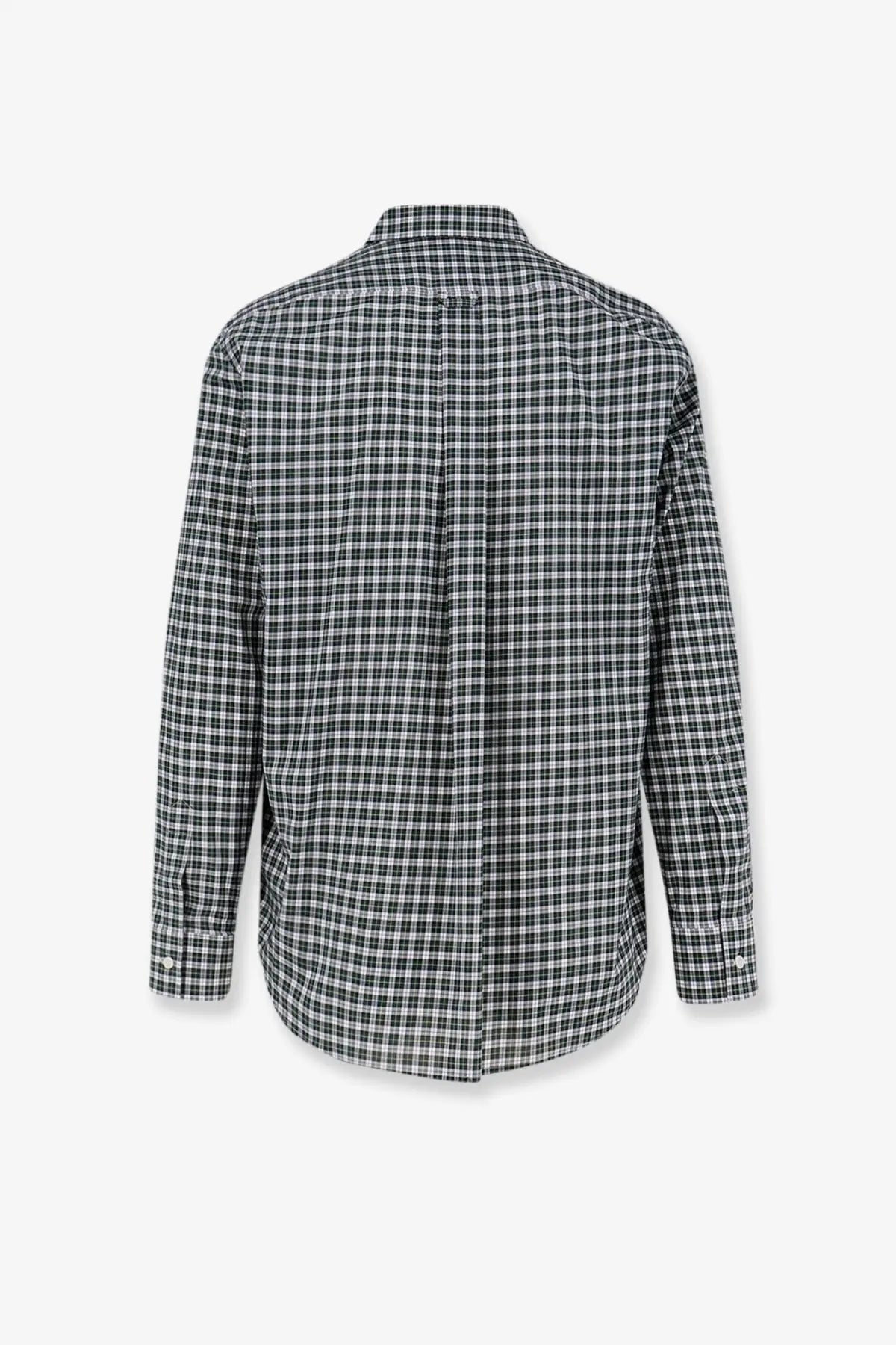Celine men’s cotton shirt white black and white plaid long-sleeved button-down with classic collar