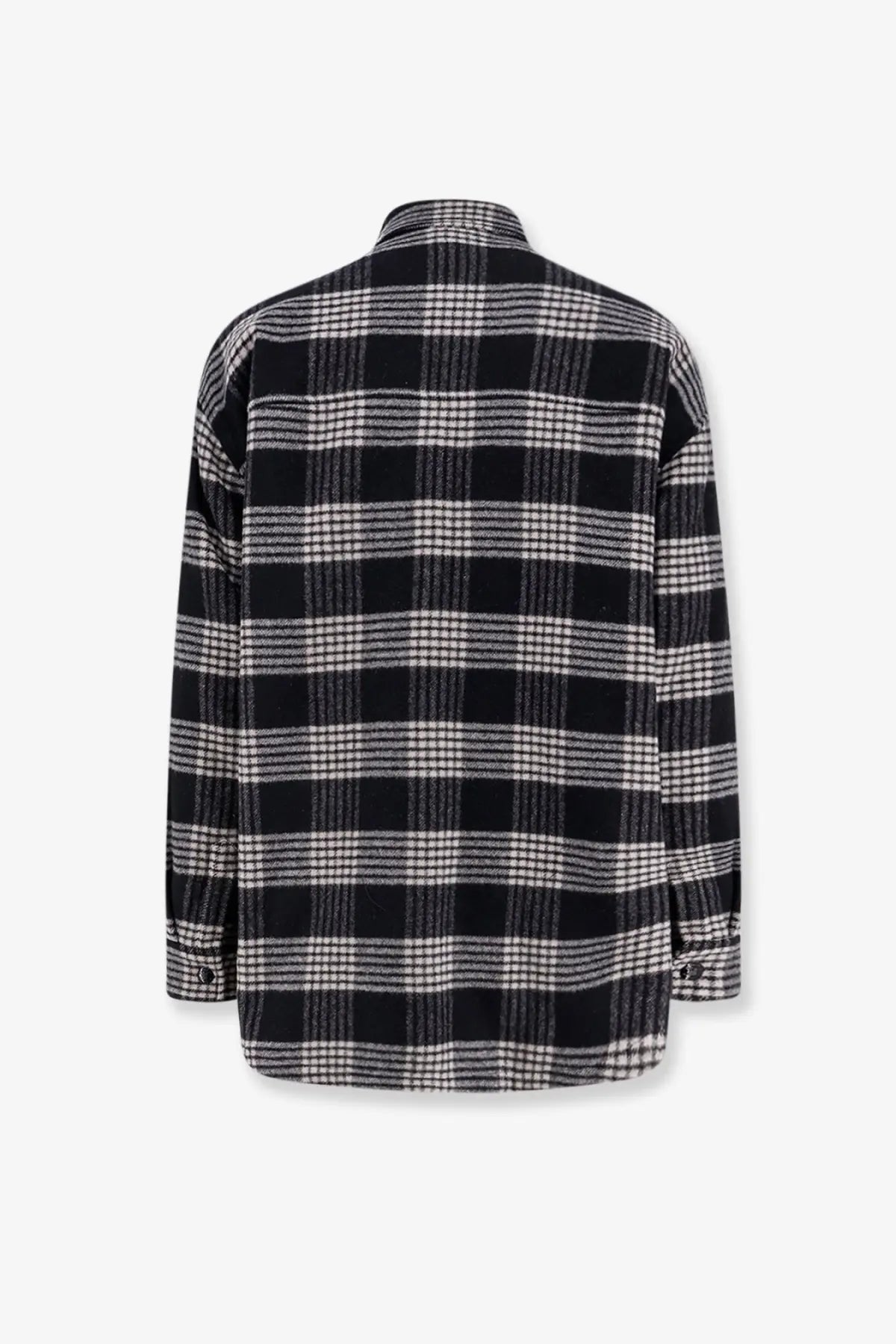 Celine men’s black and white plaid quilted overshirt in wool with classic collar and buttoned cuffs