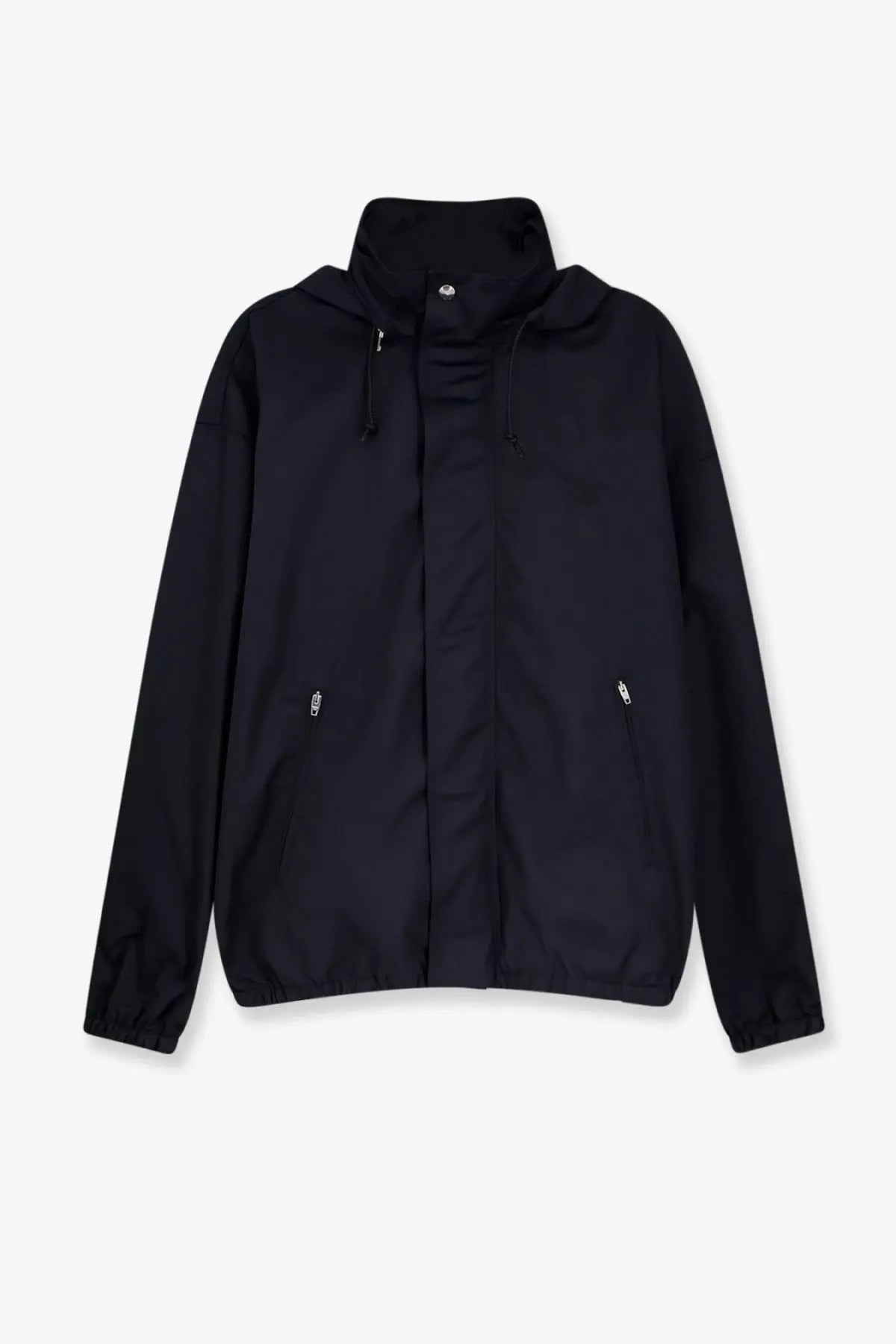 Celine men’s windproof nylon jacket black with sleek minimalist design and subtle white zipper pulls