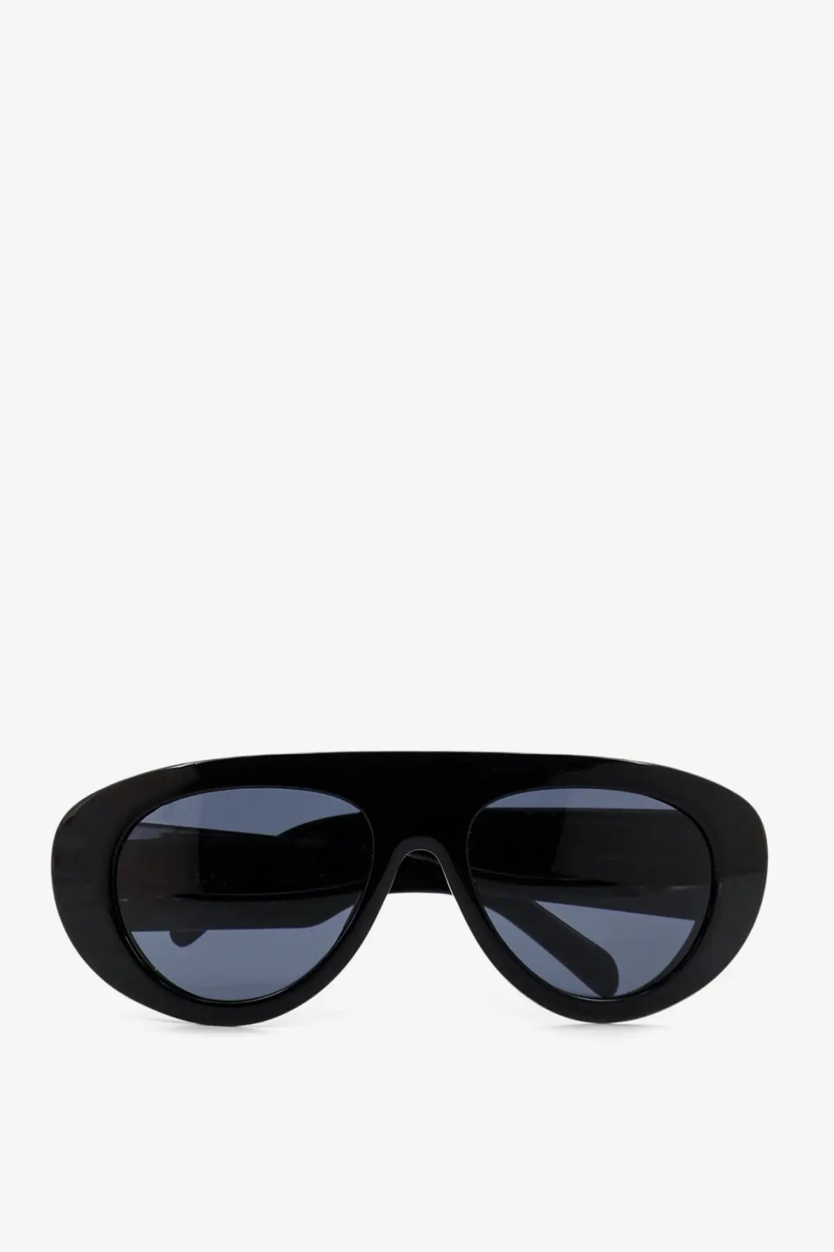 Celine women’s black acetate aviator sunglasses with dark gray lenses and a glossy finish