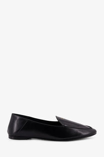Celine women’s aura slip on leather loafer in black with sleek minimalist design and subtle seam detail