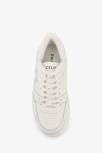 Celine women’s block sneakers white with clean leather upper and perforated toe box white sneaker design