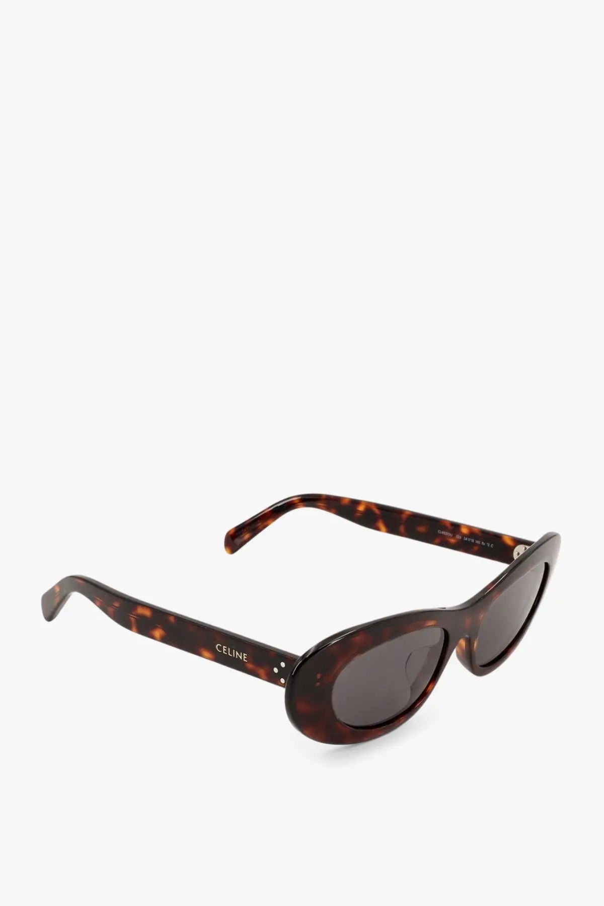Celine tortoiseshell acetate cat-eye sunglasses with dark gray lenses.