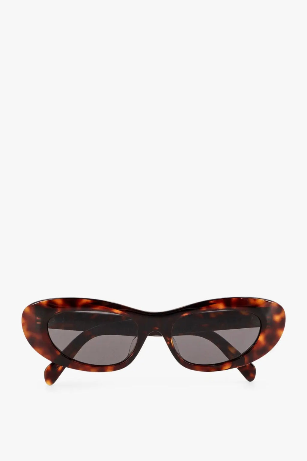Celine women’s cat eye sunglasses in tortoiseshell acetate with dark gray lenses and brown details