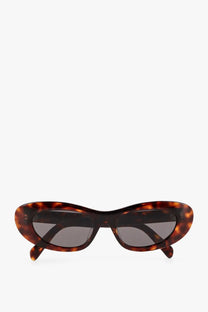 Celine women’s cat eye sunglasses brown tortoiseshell acetate frame with dark gray lenses for stylish sun protection