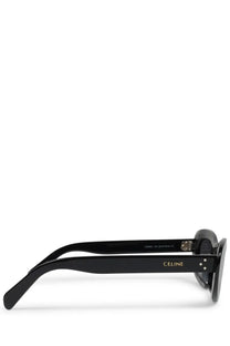 Black Celine women’s cat eye sunglasses with sleek glossy finish and gold-tone branding on the temple