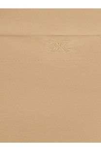 Beige cotton and silk celine women’s dress fabric with subtle embroidered logo detail