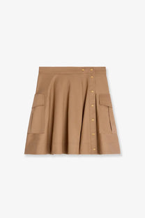 Celine women’s beige cotton pleated skirt with button closures and flap pockets