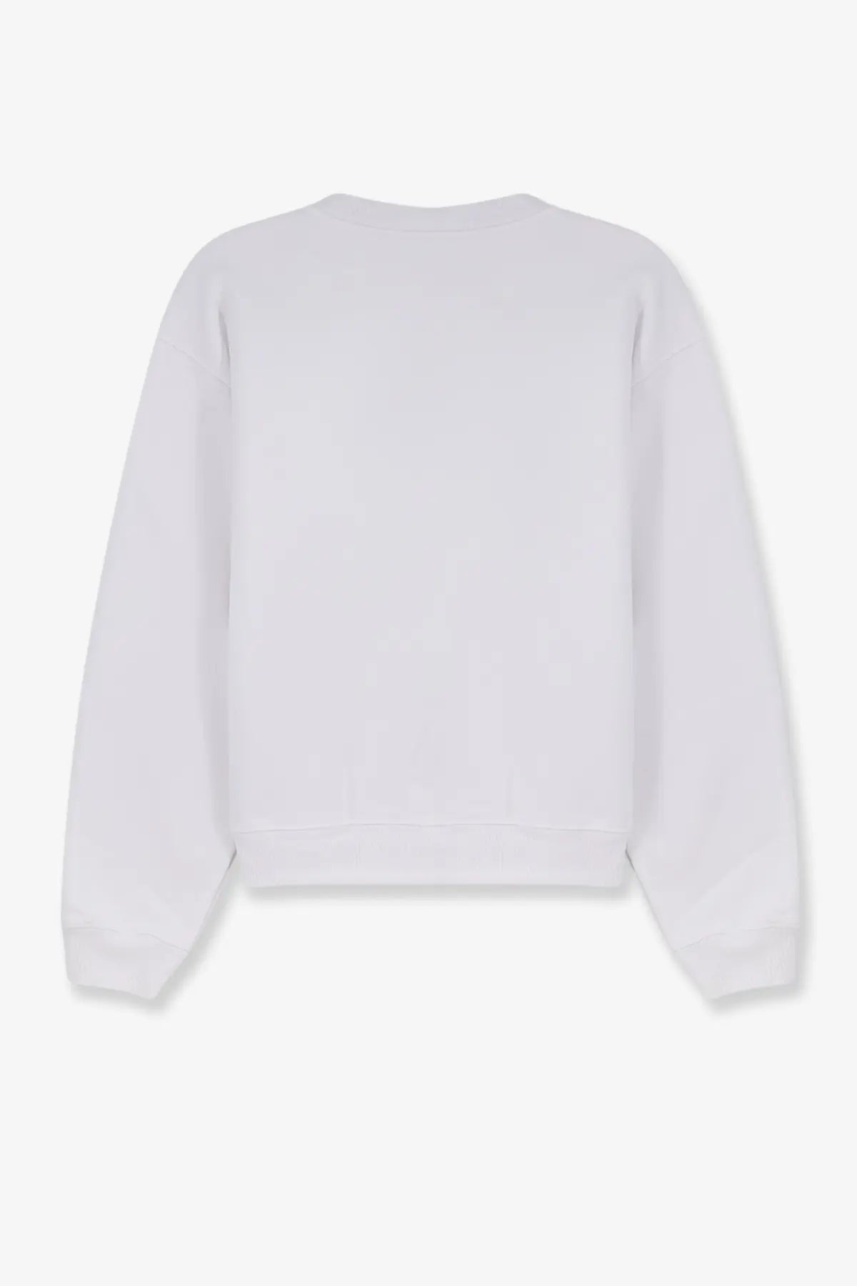 Celine women’s black cotton sweatshirt with long sleeves ribbed cuffs and crewneck in white shown from the front