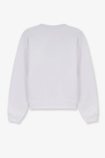 Celine women’s black cotton sweatshirt with long sleeves ribbed cuffs and crewneck in white shown from the front