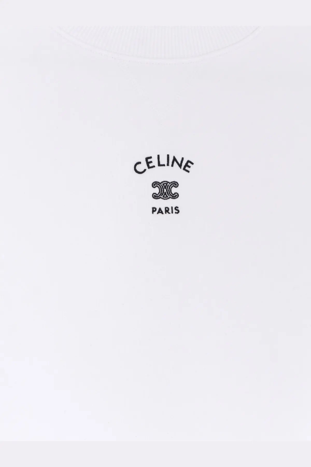 White celine paris cotton t-shirt with black embroidered logo featured in celine women’s cotton sweatshirt black product