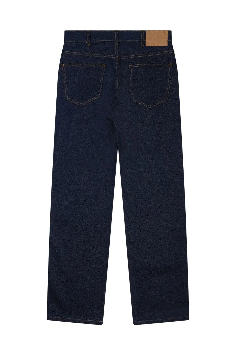 Dark indigo denim celine women’s francoise jeans with straight-leg cut and contrasting light stitching