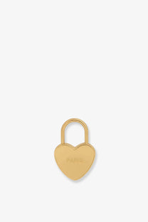 Celine women’s gold heart shaped brass charm padlock with paris engraving on the front