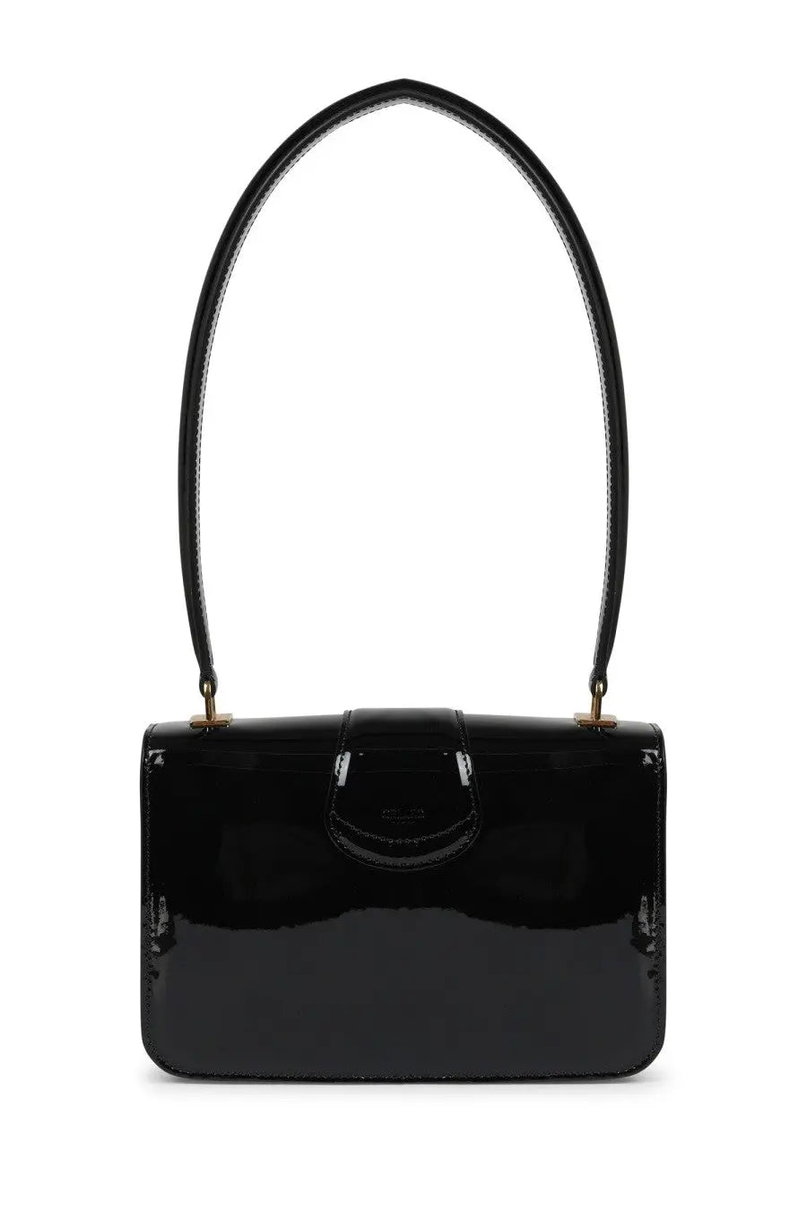 Celine women’s Josephine bag black black patent leather handbag with curved top handle and gold tone hardware