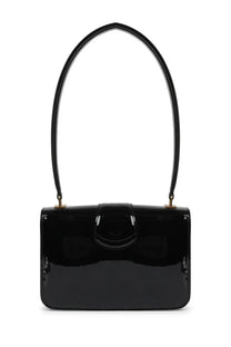 Celine women’s Josephine bag black black patent leather handbag with curved top handle and gold tone hardware