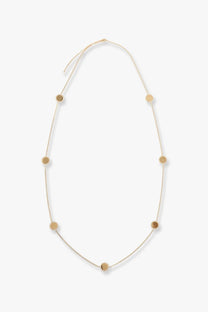 Celine women’s medaille sautoir metal necklace silver with gold-toned round disc charms on a delicate chain