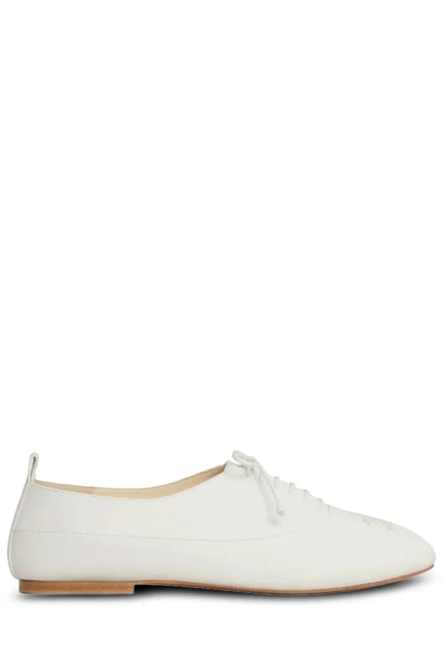 Celine women’s moccasin lise white leather oxford shoe with flat sole and subtle stitching details