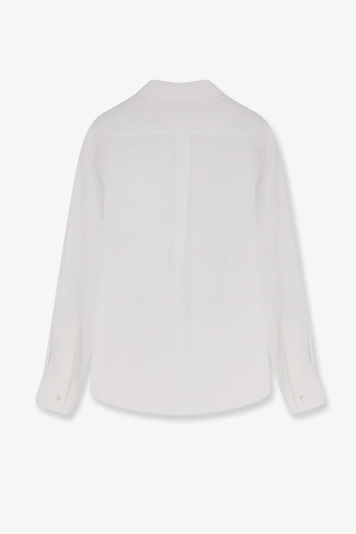 Celine women’s relaxed white cotton shirt with minimalist button-up design and subtle vertical seam detailing